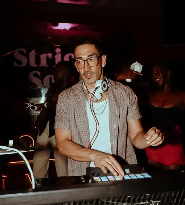 DJ Akio on decks at Strictly Soul event